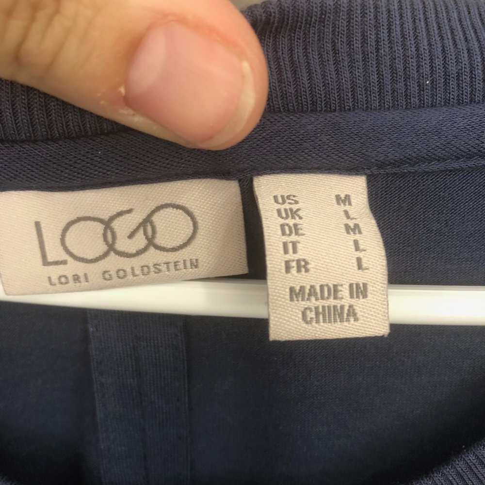 LOGO by Lori Goldstein Navy Blue Short Sleeve Tunic size medium - Picture 2 of 8